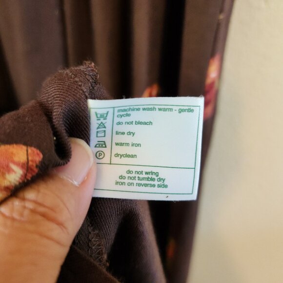 Vintage Laura Ashley Brown Pink Roses Midi/Maxi Slvless Dress Women 14 Cottage - Picture 12 of 12